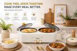 Sky line Dual Pot Electric Cooking & Serving Pot, 1200W, 2x1.5L Capacity, Adjustable Temperature