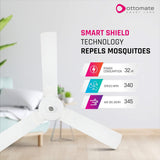 OTTOMATE Smart Shield Ceiling fan with Mosquito Repellent Smart BLDC with Remote (Angel White, Pack of 1)