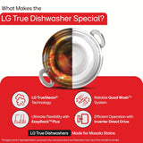 LG 15 Place Setting Dishwasher for Indian Utensils|Cleans Kadhai & Pressure Cooker|TrueSteam & QuadWash Technology|Inverter| Freestanding Dishwasher with Auto Open Door & WiFi (DFB435FV, Prime Silver)