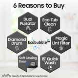 Samsung 8 kg, 5 star, Eco Bubble Tech, Digital Inverter Motor, Soft Closing Door, Fully-Automatic Top Load Washing Machine (WA80BG4441BGTL, Light Gray)