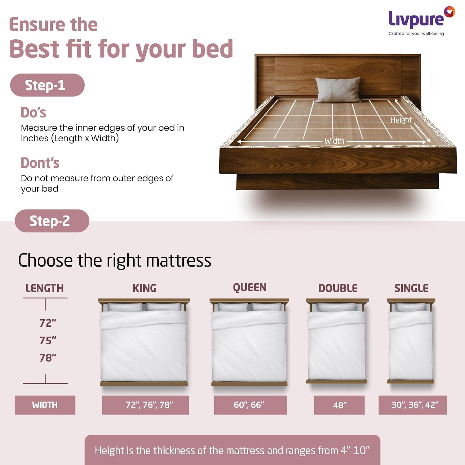 Livpure Mattress Ortho CurvX 6-Inch-King : 72x72x6 (RE) LSH-MAT-RE-ORCX6-311