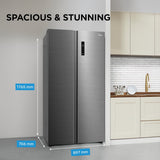 Midea 563 L Side By Side, frost free,Digital Display,Stabilizer Free Operation, Inverter compressor Refrigerator (MDRS710FGF46 Bru Steel)