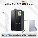 Samsung 653 L, 3 Star, Frost Free, Double Door, Convertible 5-in-1 Digital Inverter, Side By Side AI Enabled Smart Refrigerator with WiFi (RS76CG8003B1HL, Black Matt)