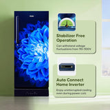 Haier 190L 5 Star Direct Cool Single Door Refrigerator | 3 Toughened Glass Shelves | Fast Ice Making in Just 60 minutes | Large Veg Box| Easy Clean Back (HED-205MDB-P, Marine Dahelia, Base Stand)