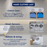 Electrolux 8.5Kg Fully Automatic Vented Clothes Dryer Machine, Reverse Tumbling, Smart Sensors, Colour Care, Drying Only - No Washing Function, White, UltimateCare 300, EDV854J3WB