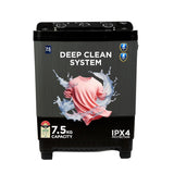 Midea Washing Machine Semi Automatic 7.5KG Glass Lid Black Grey (open Box Like New)