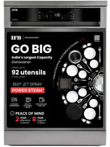 IFB 16 Place Settings with DeepClean® Technology Powered by AI Freestanding Dishwasher (Neptune SX16, Pearl Grey, Auto Door Open for Effective Drying, Interior LED Lighting)