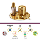 Sanjeev Kapoor Stainless Steel 5pcs Bar Tool Set-1 Bar Tray – 16 inch,1 Cocktail Shaker – 33oz/1000 ml,1 Ice Bucket – 1.5 L Double Wall,1 Ice Scoop – Hollow Handle &1 Peg Measure – 30/60 ml(Gold)