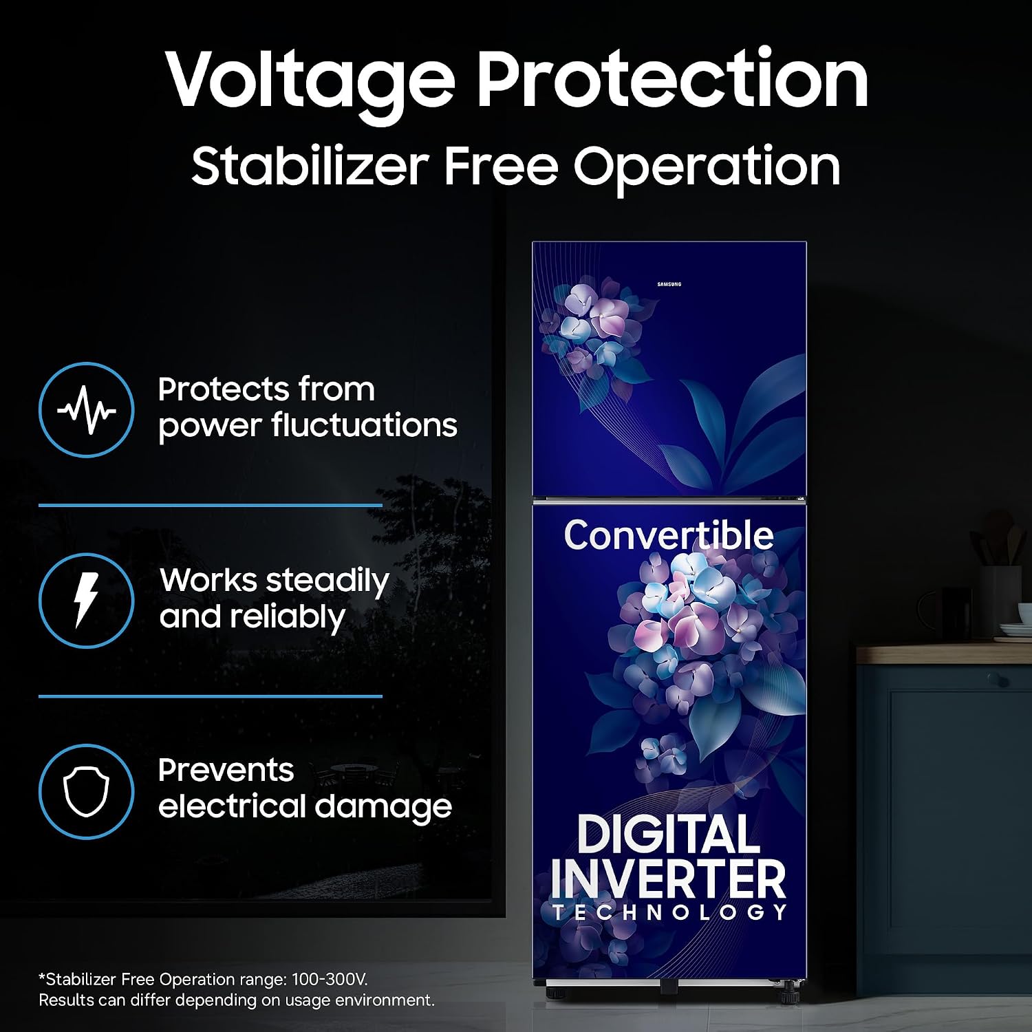Samsung 236 L, 2 Star, Convertible, Digital Inverter Frost Free Double Door Refrigerator (RT40H28U2HSHL, Hydrangea Blue, 2026 Model)