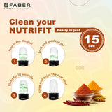 Faber Sportz 2-in-1 Nutrifit Nero Blender Mixer Grinder - 400W, 100% Copper Motor, Detachable SS Blade, 500ML & 300ML Jars, Wet & Dry Grinding, Smoothie Maker
