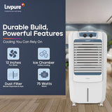Livpure Coolmist Personal Air Cooler-48 L With 12'' Fan, Anti-Bacterial Honeycomb Pad, Ice Chamber And 2 Year Warranty On Motor (White Colour),170 Watts