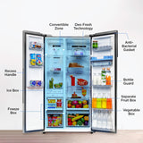 Haier SmartChoice 596L 3Star 2-Door Water Dispenser Side by Side Frost Free Refrigerator(HRS-682SWDU1, Shiny Silver)