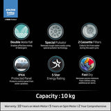 Voltas Beko, A Tata Product 10 Kg 5 Star Semi-Automatic Top Load Washing Machine (WTT100UPA/GR5KPTD, Grey, Special pulsator and Double waterfall Techn