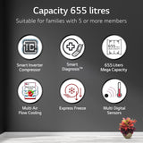 LG 655 L Frost Free Smart Inverter Double Door Side by Side Refrigerator (GL-B257HWBY, Western Black, Express Freezing | Multi Air-Flow)