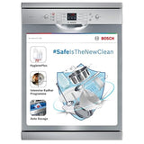 Bosch 13 Place Setting (fits up to 70 utensils) Free-Standing Dishwasher for Indian Utensils | Hygiene+ & Intensive Kadhai Program (SMS66GB01I, White, Inbuilt Heater, Removes 99.9% Germs