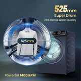 Haier 11 Kg (Wash) / 7 Kg (Dry), 5 Star, Powered by AI-DBT, Direct Drive Technology, Wifi, PuriSteam, I-Refresh, Front Load Fully Automatic Washer Dryer, (EFLD110-DM14IEICBKU1, In-built Heater,Black)