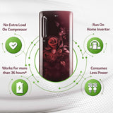 LG 185 L 5 Star Inverter Direct-Cool Single Door Refrigerator (GL-D201ASEU, Scarlet Euphoria, Base stand with drawer)