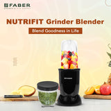 Faber Sportz 2-in-1 Nutrifit Nero Blender Mixer Grinder - 400W, 100% Copper Motor, Detachable SS Blade, 500ML & 300ML Jars, Wet & Dry Grinding, Smoothie Maker
