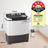 LG 8.0 Kg 5 Star Semi-Automatic Top Loading Washing Machine with Roller Jet Pulsator, Wind Jet Dry, Soak & Rat Away Technology (P8030SGAZ, Collar Scrubber & Rust Free Plastic Base, Dark Gray)