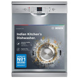 Bosch 13 Place Setting Dishwasher with Intensive Kadhai Program, No Pre-Rinse, 70? Hot water wash, Half Load Option & Extra Cutlery Box - (SMS66GI01I, Silver, Glass Protection Technology)