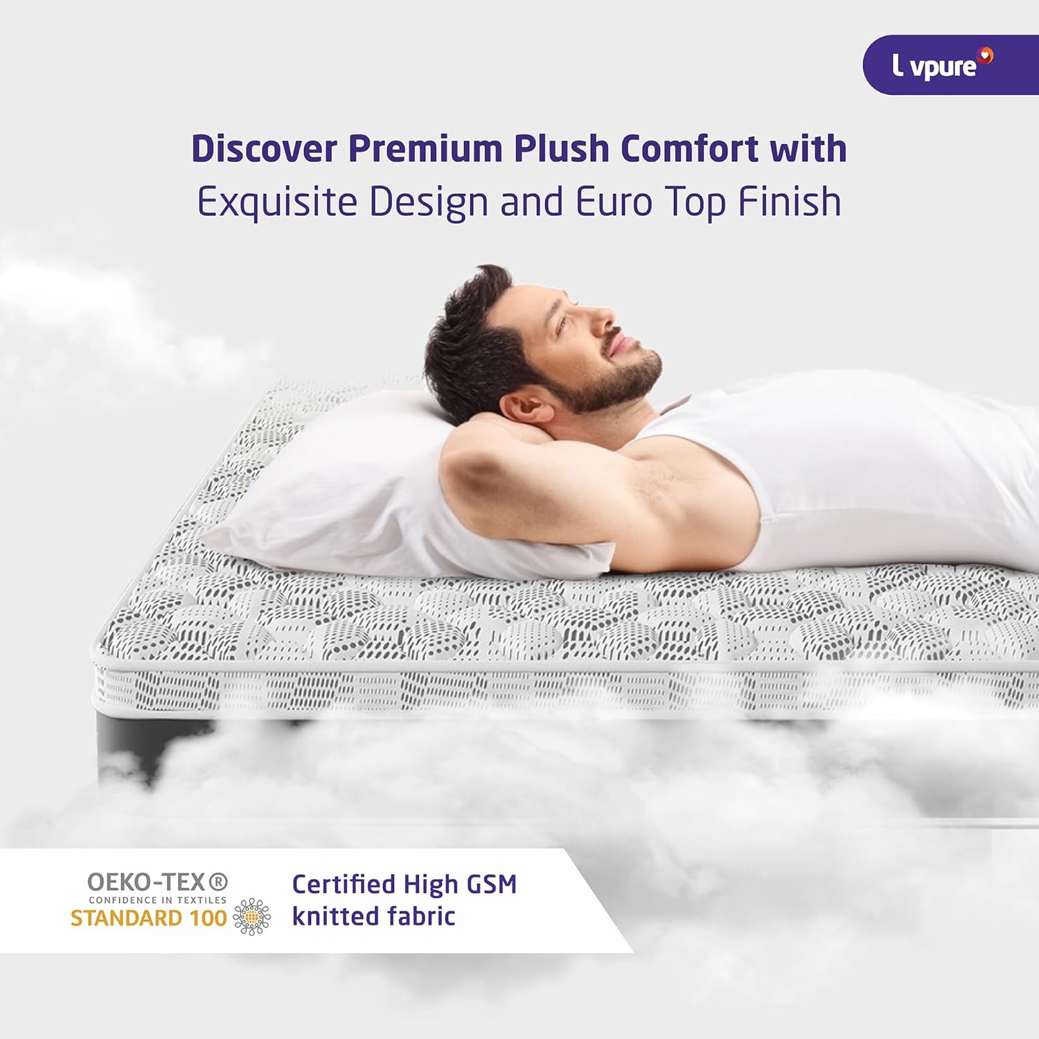 Livpure Smart Siesta Hybrid Orthopedic Spring Mattress | Orthopaedic Nano-Spring System | Euro-Top Design with Plush Quilting for Best-in class comfort | Premium Knitted Fabric | Single 72x36x8 Inches