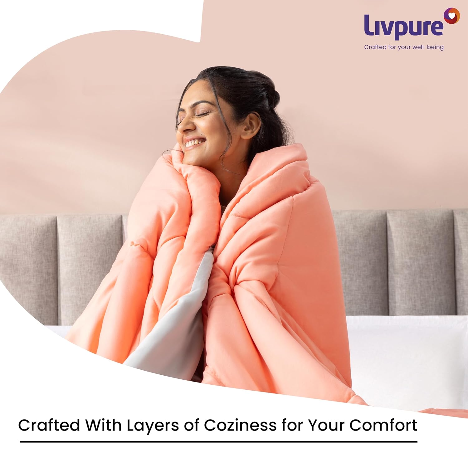 Livpure Comforter-Pink-steel grey-Single:60X90 LSH-CFT-CFPG111