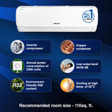 Voltas 1 ton 3 Star Inverter Split AC (Copper, 4-in-1 Adjustable Mode, Anti-dust Filter, 123V CAE, White)