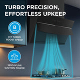 Midea Kitchen Chimney with 1800 m³/hr Air Suction, Slant, BLDC Motor, 90 CM with WiFi, Intelli Auto Clean, Multi Speed Control, Magnus MH90J63ET25BF-IN