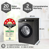 Samsung 8 kg, 5 star, Eco Bubble Technology, AI Control, Wi-Fi, Digital Inverter, Motor, Fully-Automatic Front Load Washing Machine (WW80T504DAX1TL, Hygiene Steam, Inox)