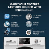IFB 9 Kg 5 Star Powered by AI with 9 Swirl Wash, WiFi, Fully Automatic Front Load Washing Machine (Executive SXN 9014K, Steam Refresh Program with Eco Inverter, Rich Silver)
