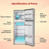 LG 251 L, 1 Star, Frost-Free Smart Inverter Double Door Refrigerator with Smart Mode (GLT2516WWPZ, Shiny Steel, Multi Air Flow Cooling with Max Fresh Zone, 2026 Model)
