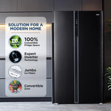 Haier 602L 3Star 2 Door Side by Side Frost Free Refrigerator|100% Convertible|Expert Inverter Technology|Digital Display Panel|Triple Twist Ice Maker|HRS-682KS