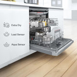 Bosch 13 Place Setting, EcoSilence Drive, Hygiene plus with Intensive Kadhai program, Adjustable Upper Rack Free Standing Dishwasher, World No.1 Brand in Dishwasher (SMS66GW01I, White, Inbuilt heater)