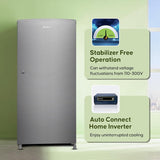 Haier 185L 2 Star Direct Cool Single Door Refrigerator | Toughened Glass Shelves | Large Veg Box | Fast Ice Making | Longer Cooling Retention | Easy Clean Back (HED-19TMS-N, Moon Silver)