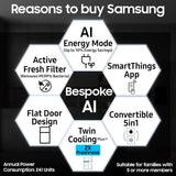 Samsung 330 L, 3 Star, Convertible 5-in-1, Digital Inverter, Frost Free Double Door, WiFi Enabled Bespoke AI Refrigerator (RT34DG5A4DS8HL, Elegant Inox, Silver)