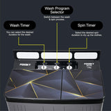 Foxsky 7.0 kg 5 Star Semi-Automatic Top Loading Washing Machine Appliance (2024 Model, Powerful Motor, Effective Wash Pulsator, 1370 RPM & Castors)(Aqua Wash 7.0KG)