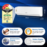 Voltas 1 ton 3 Star Inverter Split AC (Copper, 4-in-1 Adjustable Mode, Anti-dust Filter, 123V CAE, White)