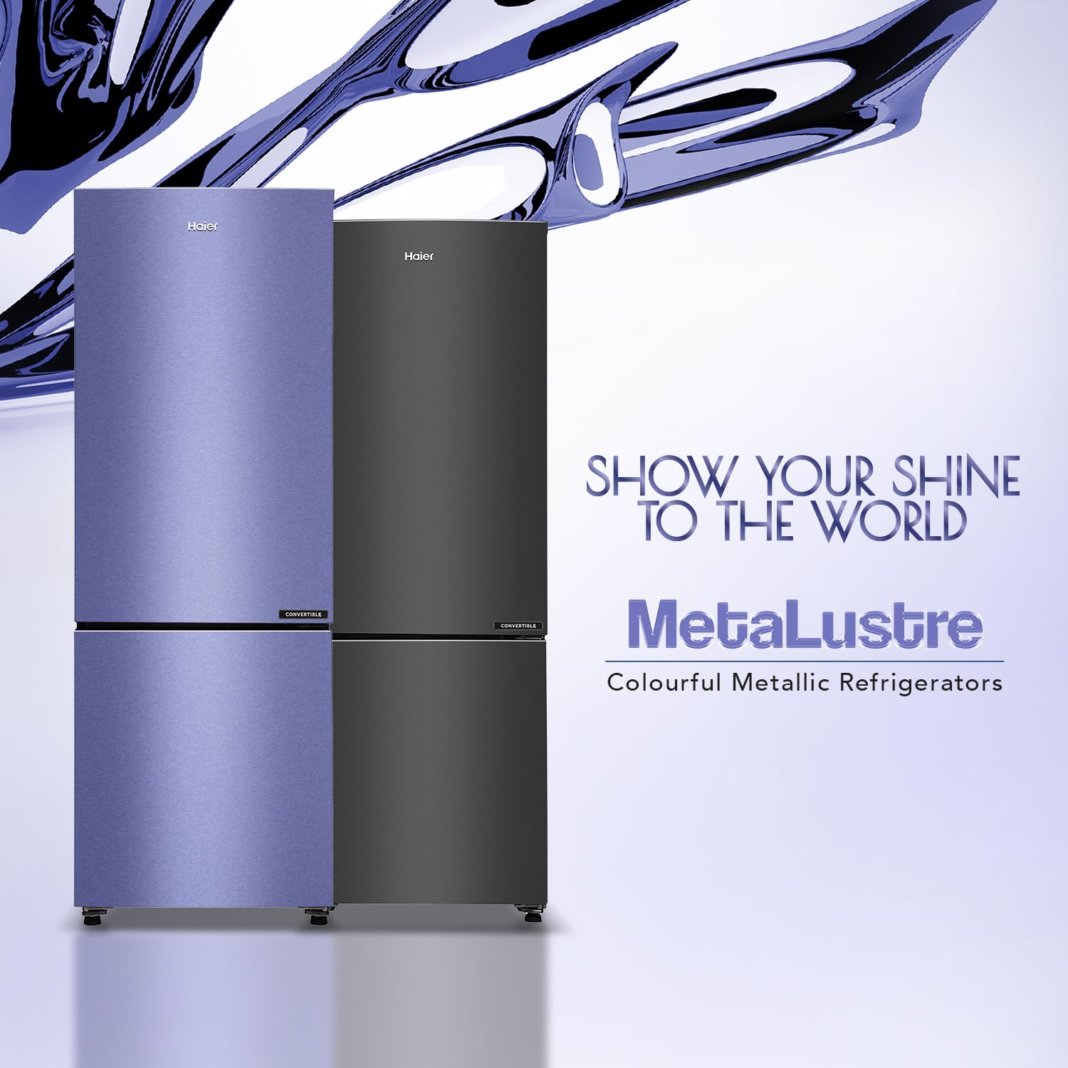 Haier 237 L, 3 Star, 8 In 1 Convertible, Twin Inverter Technology, Bottom Mounted Frost Free Double Door Refrigerator (HEB-243GB-P, GE Black)