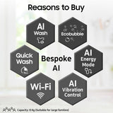 Samsung 8 Kg, 5 Star, AI Wash, Ecobubble, AI Energy Mode, AI VRT+, Super Speed, Soft Closing Door, Wi-Fi, Digital Inverter, Fully-Automatic Top Load Washing Machine (WA80F08S2LTL, Lavender Gray)