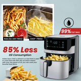INALSA Air Fryer for Home 6.5L Capacity-1600 W with Digital Control and 8 Preset Function|Quick Heat Circulation Variable Temp. Control,Baking,Grilling, Air Frying,Roasting up to 60 Min