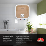 Candes Square Water Geyser 10 Litre | 2000W Copper Element | 8-Bar Pressure | 3-Level Safety | 5-Star Water Heater for home | Energy Efficient | 7 Yr tank & 2 Yr Product Manufacturer Warranty | Rose Gold