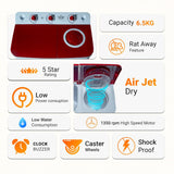 Power Guard 6.5 kg 5 Star Semi-Automatic Top Loading Washing Machine Appliance (PG65WM-BG-OP, Burgundy, Powerful Motor,Effective Wash Pulsator,1350 RPM & Castors)