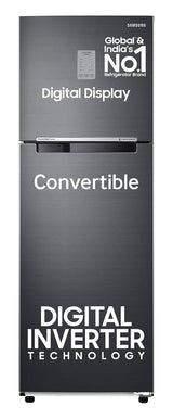 Samsung 256 L, 3 Star, Convertible, Digital Inverter with Display Frost Free Double Door Refrigerator (RT30C3733BX/HL, Luxe Black)