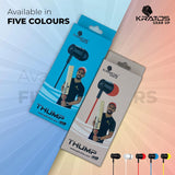 Kratos Thump Wired Earphones, Powerful Bass, HD Sound Quality Earphones, Tangle Free Cable, Comfortable in Ear Fit, with 3.5 mm Jack - Black