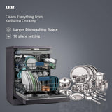 IFB 16 Place Settings with DeepClean® Technology Powered by AI Freestanding Dishwasher (Neptune VX16, Inox Grey, Largest Capacity Washes upto 92 Utensils, 70° Hot Water Wash)