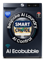 Samsung Smart Choice 9 kg, 5 Star, AI Control, AI Ecobubble, Super Speed, Wi-Fi, Hygiene Steam with Inbuilt Heater, Digital Inverter, Fully-Automatic Front Load Washing Machine (WW90DG6U24ASTL, NAVY)