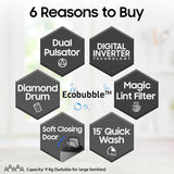 Samsung 9 kg 5 star, Ecobubble, Wi-Fi, Digital Inverter, Fully Automatic Top Load Washing Machine Grey (WA90BG4542BDTL)