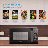 Midea 20L Solo Microwave Oven (MMO20CXAMMPEBK, Black, 5 power levels & Defrost function)