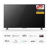 TCL 139 cm (55 inches) Metallic Bezel Less Series 4K Ultra HD Smart LED Google TV 55V6C (Black)