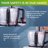 INALSA Food Processor Easy Prep Plus-800-Watt with Processing Bowl & 8 Accessories